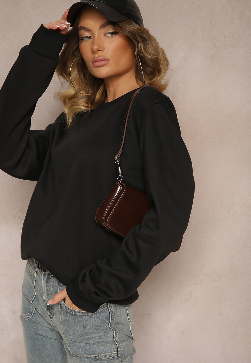 Czarna Casualowa Bluza z Bawełną i Ściągaczami Ivellemi