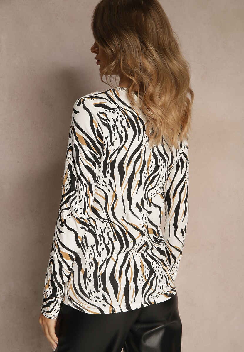 Biało-Czarna Bluzka Longsleeve z Bawełny z Zebrę Unirea