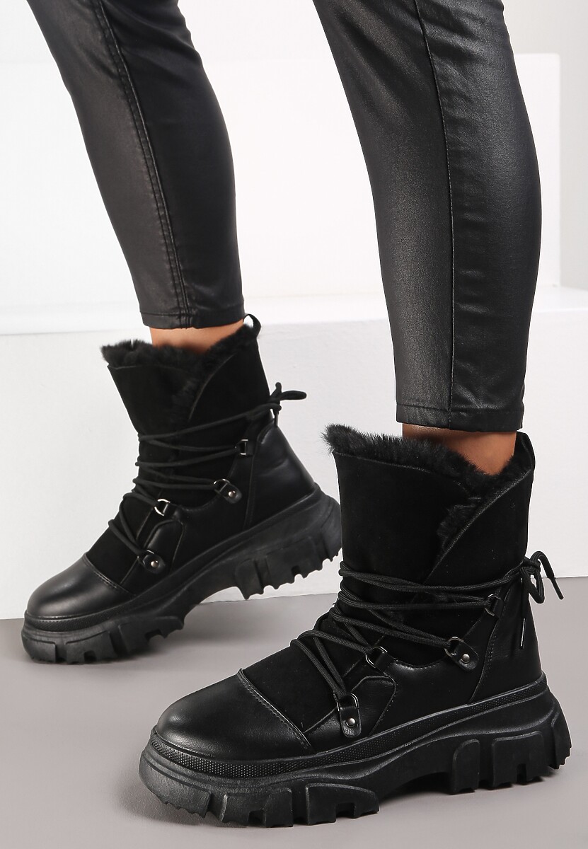 Czarne Śniegowce na Grubej Podeszwie Isothoe