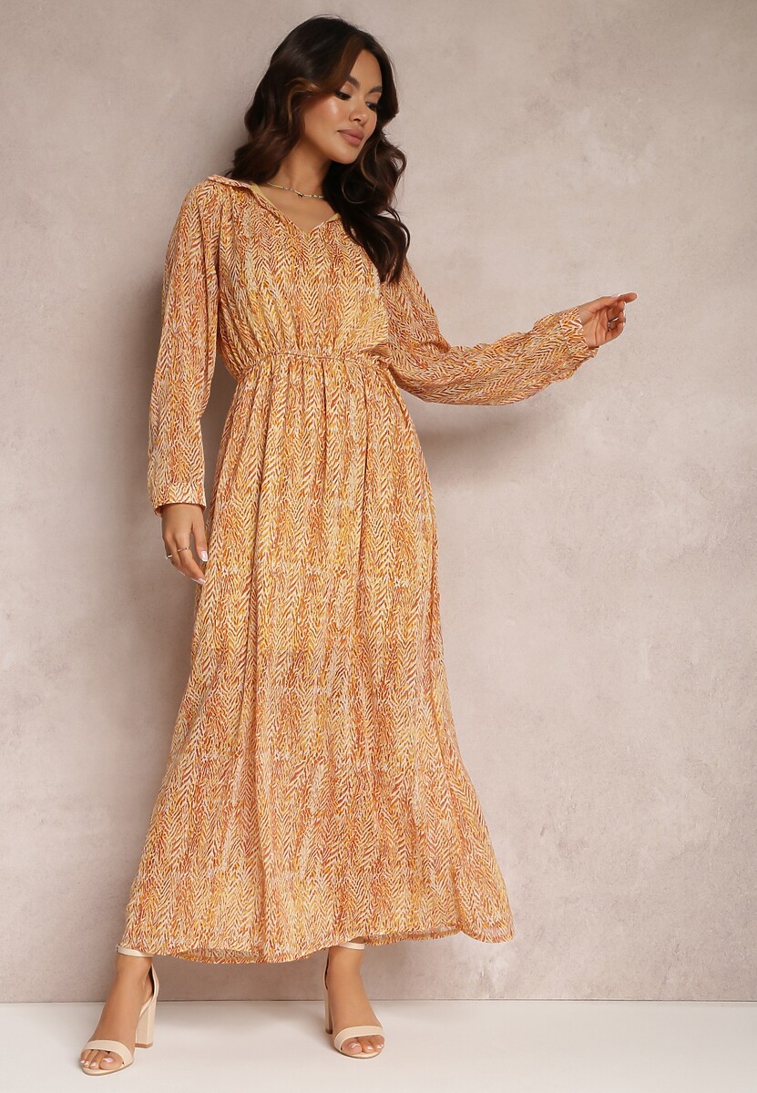 Czerwona Rozkloszowana Sukienka z Metaliczną Nitką i Sznurkiem Vivlit