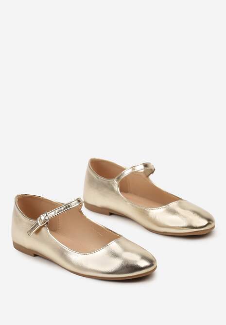 Złote Balerinki z Zapięciem na Sprzączkę z Ekozamszu Loraleima