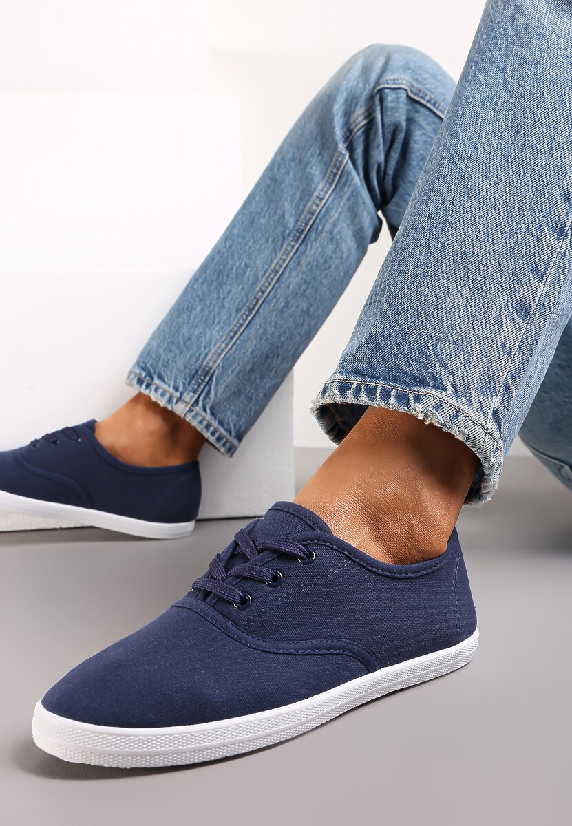 Granatowe Sznurowane Tenisówki Przed Kostkę Jennessa