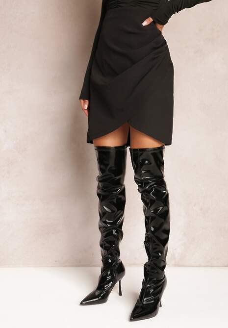 Czarna Asymetryczna Spódnica Kopertowa Mini Sanetta