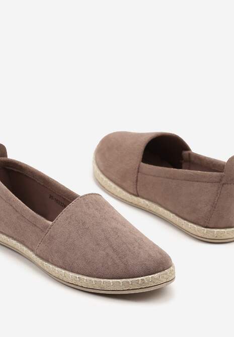 Ciemnobeżowe Płaskie Espadryle z Plecionką na Podeszwie Julietae