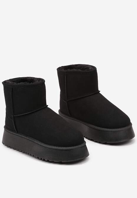 Czarne Śniegowce na Platformie z Przeszyciami Tinalisa