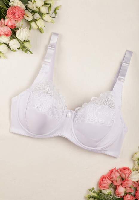 Biały Klasyczny Biustonosz Ozdobiony Koronką Terisa