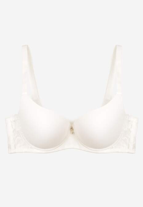 Biały Biustonosz o Klasycznym Kroju z Usztywnionymi Miseczkami Nansinae