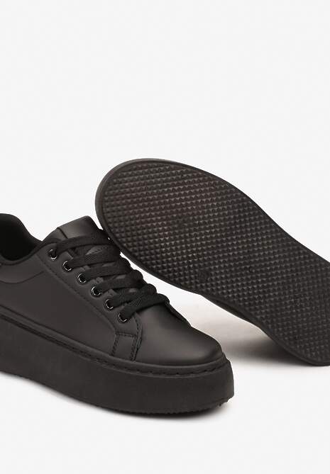 Czarne Basicowe Sneakersy na Platformie Tiaeliana