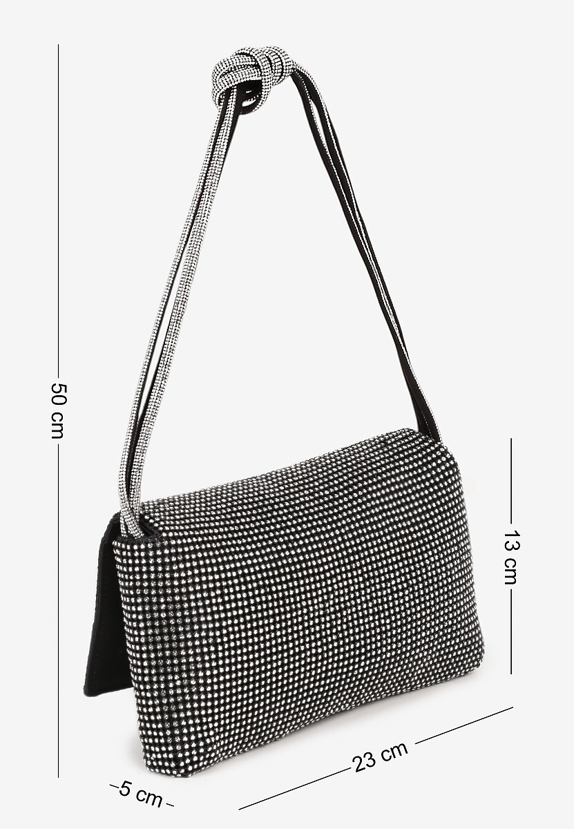 Czarna Torebka Kopertówka Vices Ozdobiona Cyrkoniami Develia