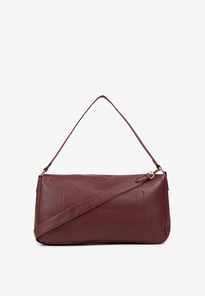 Bordowa Torebka Prostokątna na Ramię Ozdobiona Metaliczną Aplikacją Aderrive