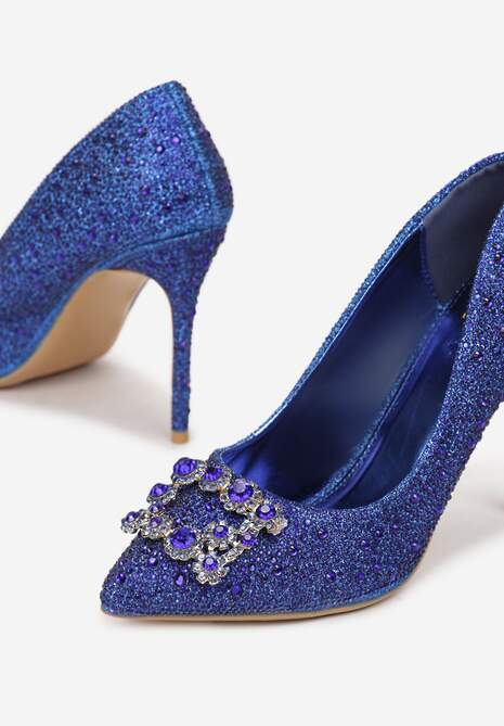 Niebieskie Szpilki z Brokatem i Cyrkoniami Dulcinia