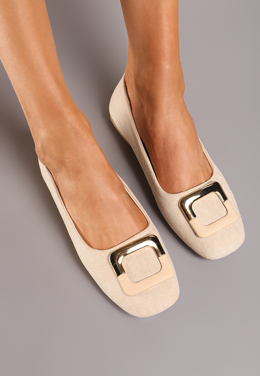 Różowe Casualowe Balerinki na Płaskiej Podeszwie z Metaliczną Aplikacją Chrissti