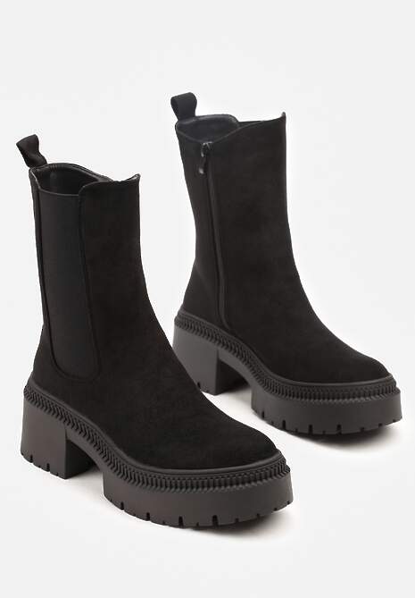 Czarne Botki Typu Sztyblety na Platformie Fesurela