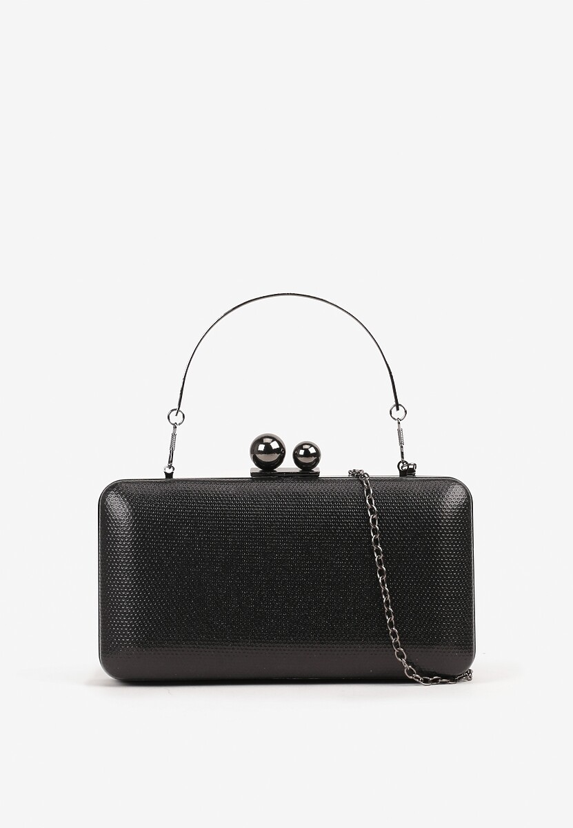 Srebrna Torebka Koktajlowa z Błyszczącego Materiału na Odpinanym Łańcuszku Solila