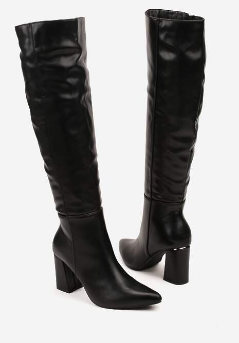 Czarne Kozaki Vices na Stożku ze Szpiczastym Noskiem Asarrise