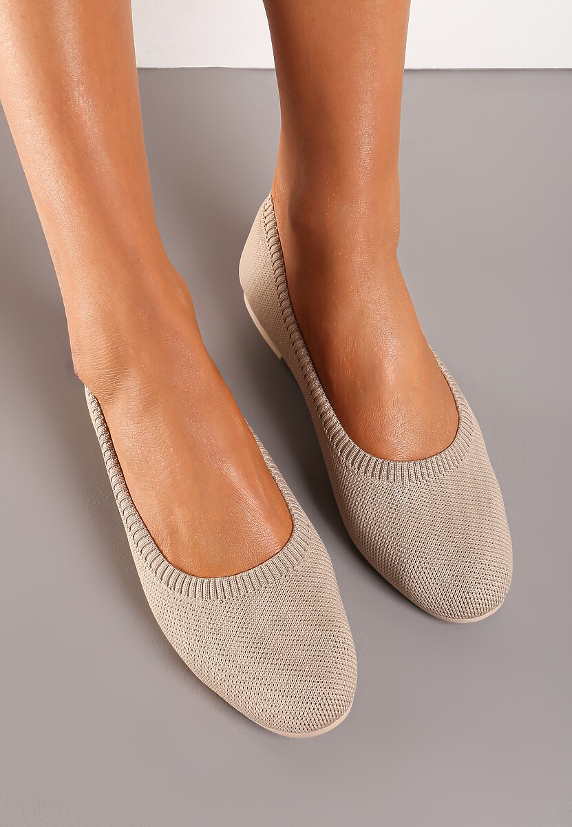 Różowe Balerinki z Okrągłym Noskiem i Materiałową Cholewką Mililena