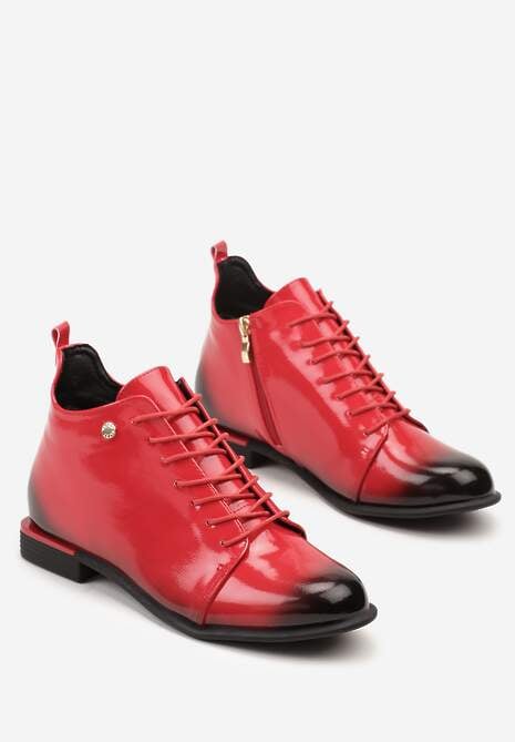 Czerwono-Czarne Botki Trzewiki Lakierowane Vices Jovilie