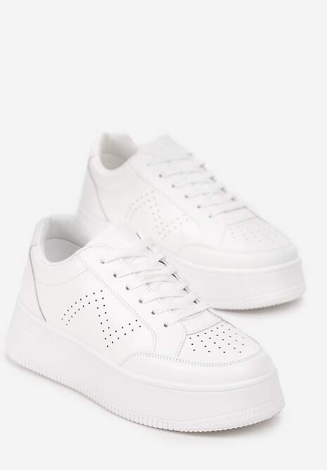 Białe Sneakersy z Perforacją na Platformie Treresa