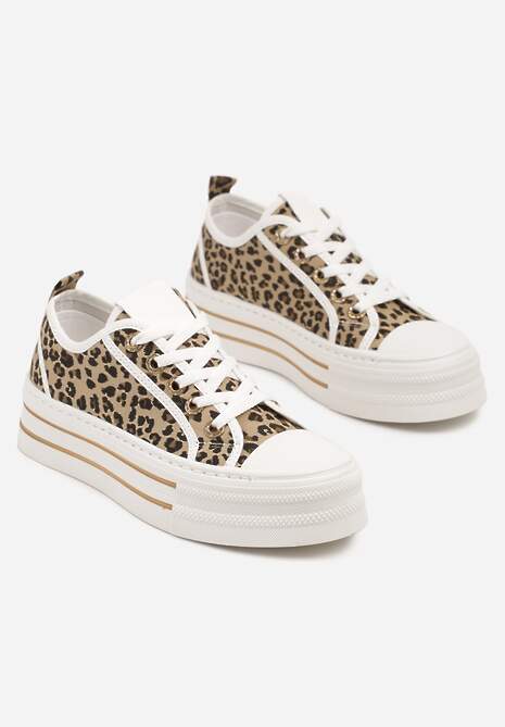 Panterkowe Trampki na Niskiej Platformie Ozdobione Cyrkoniami Felelith