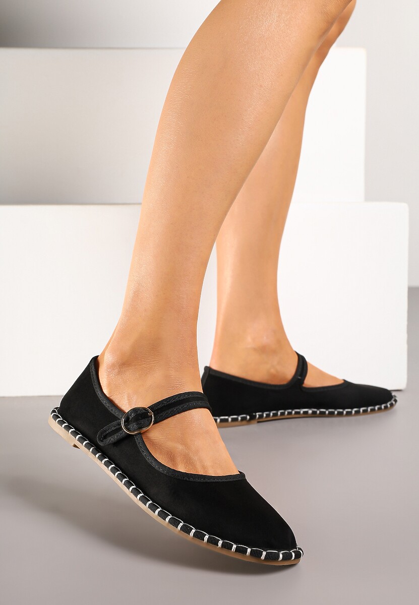 Zielone Balerinki Espadryle z Przeszyciami i Paskiem Firionea