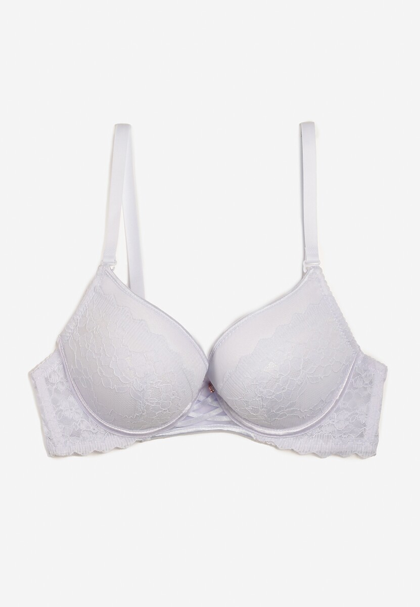 Biały Biustonosz Push-Up z Subtelną Koronką Alenmdra