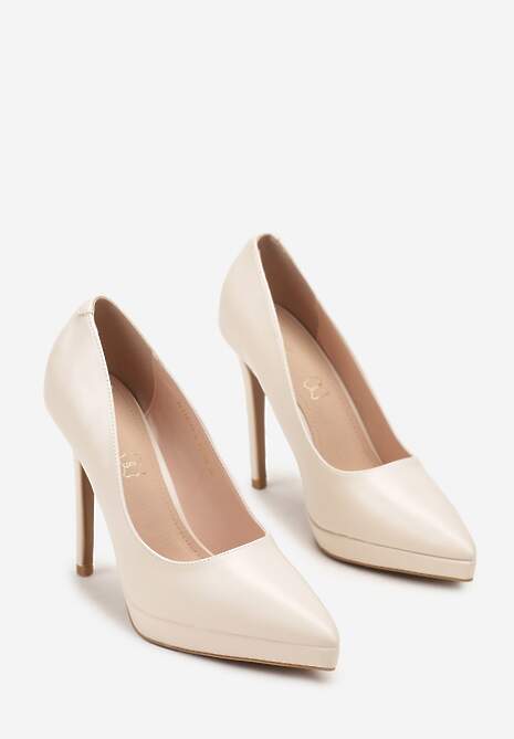 Jasnobeżowe Szpilki Vices ze Skórzaną Wkładką w Klasycznym Stylu Amorisse