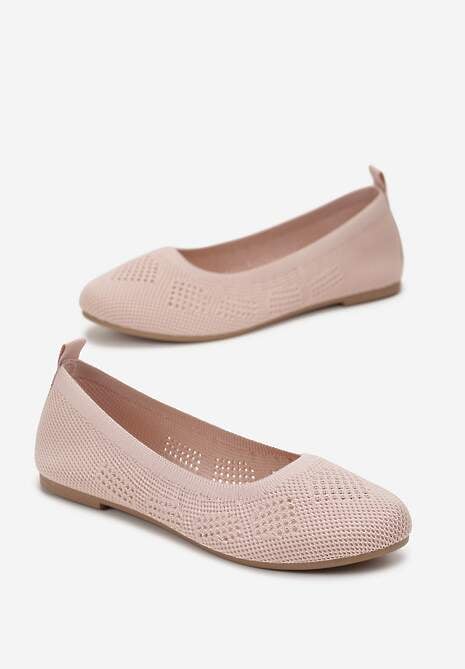 Różowe Ażurowe Balerinki z Okrągłym Noskiem Siotte