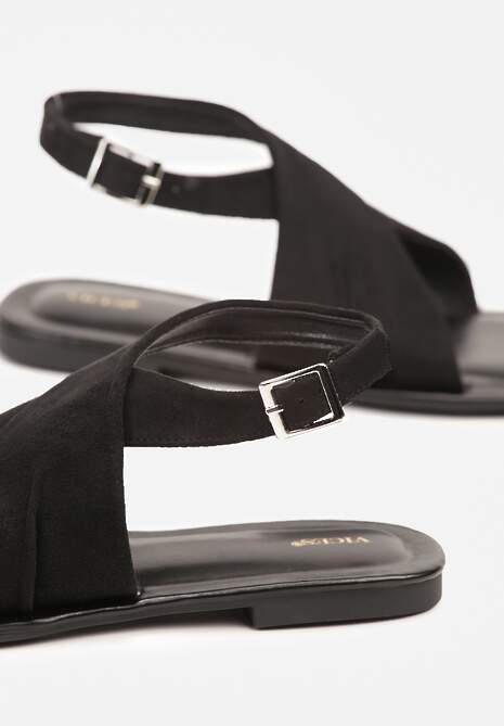 Czarne Sandały Japonki Vices z Ozdobnymi Paskami Naliava