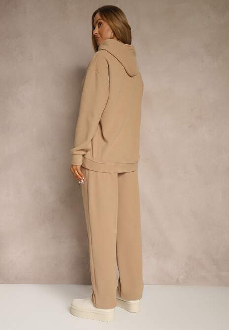 Ciemnobeżowy 2-częściowy Komplet Dresowy z Bluzą i Spodniami Orifira