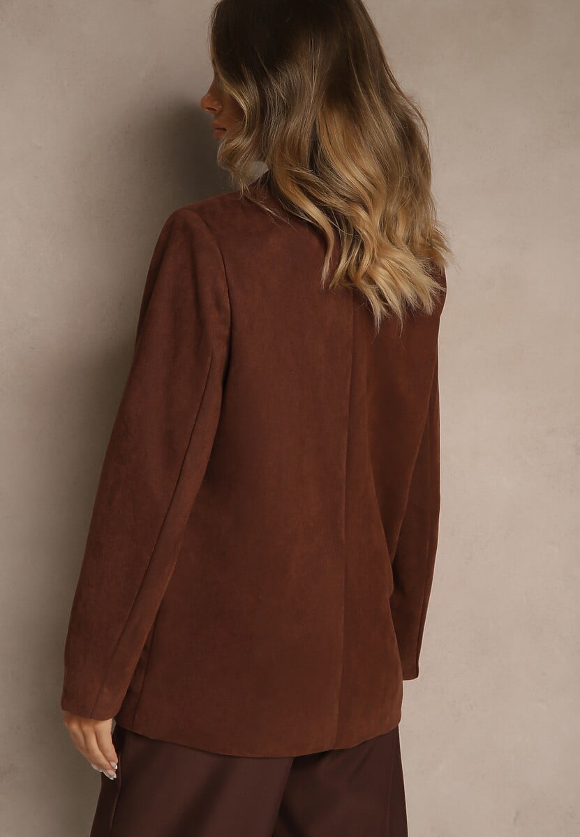 Brązowa Pudełkowa Marynarka z Usztywnioną Linią Ramion Rillie