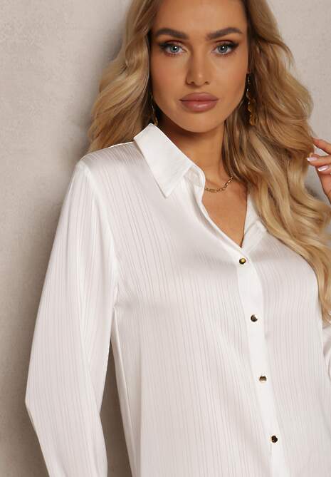 Biała Klasyczna Koszula z Guzikami Pianelle
