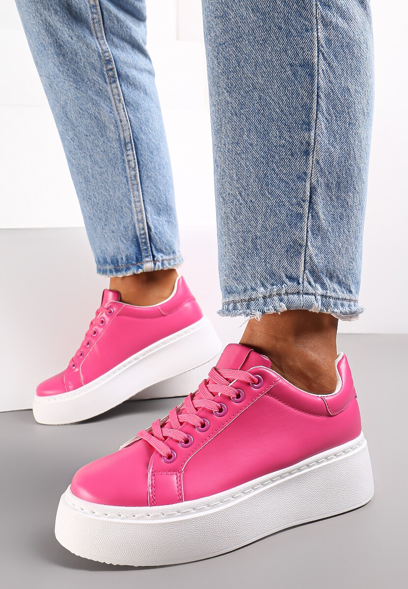 Fuksjowe Sneakersy na Grubej Podeszwie Cernanda