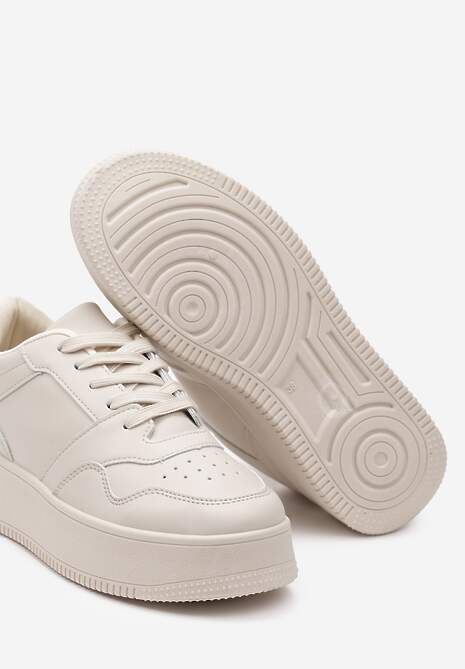 Beżowe Sneakersy z Cholewką przed Kostkę na Platformie Liciana