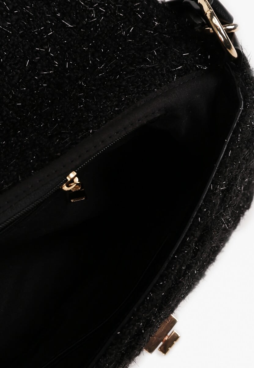 Czarna Pikowana Torebka na Ramię z Dołączonym Paskiem Seandiel