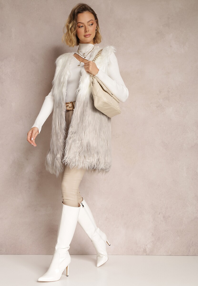 Jasnoszara Kamizelka Futrzana Daphnore