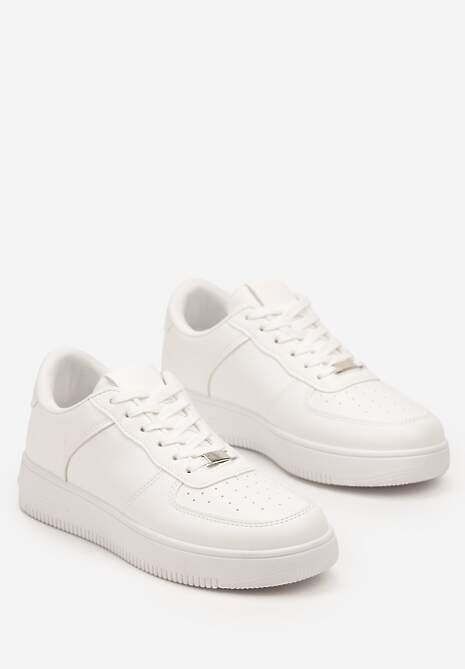 Białe Sznurowane Sneakersy Ozdobione Perforacją Ellemisa
