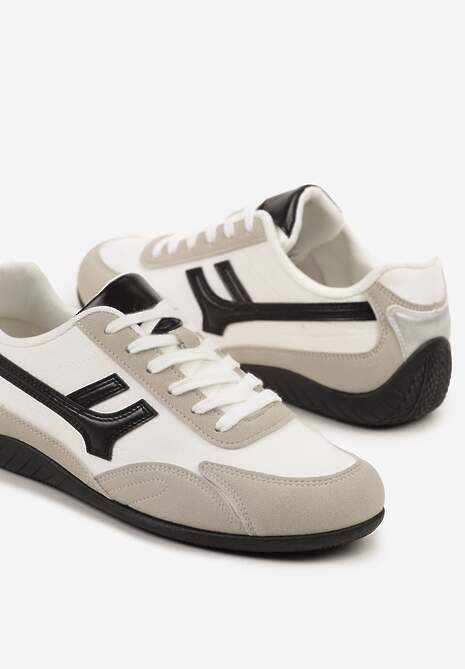 Białe Sneakersy z Geometrycznym Motywem Arpolia