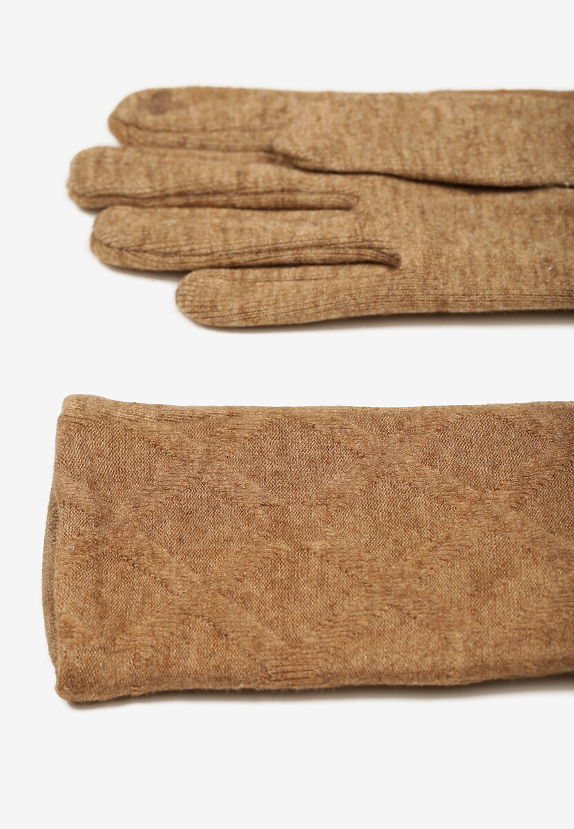 Brązowe Dzianinowe Casualowe Rękawiczki z Bawełną Zinnithoa