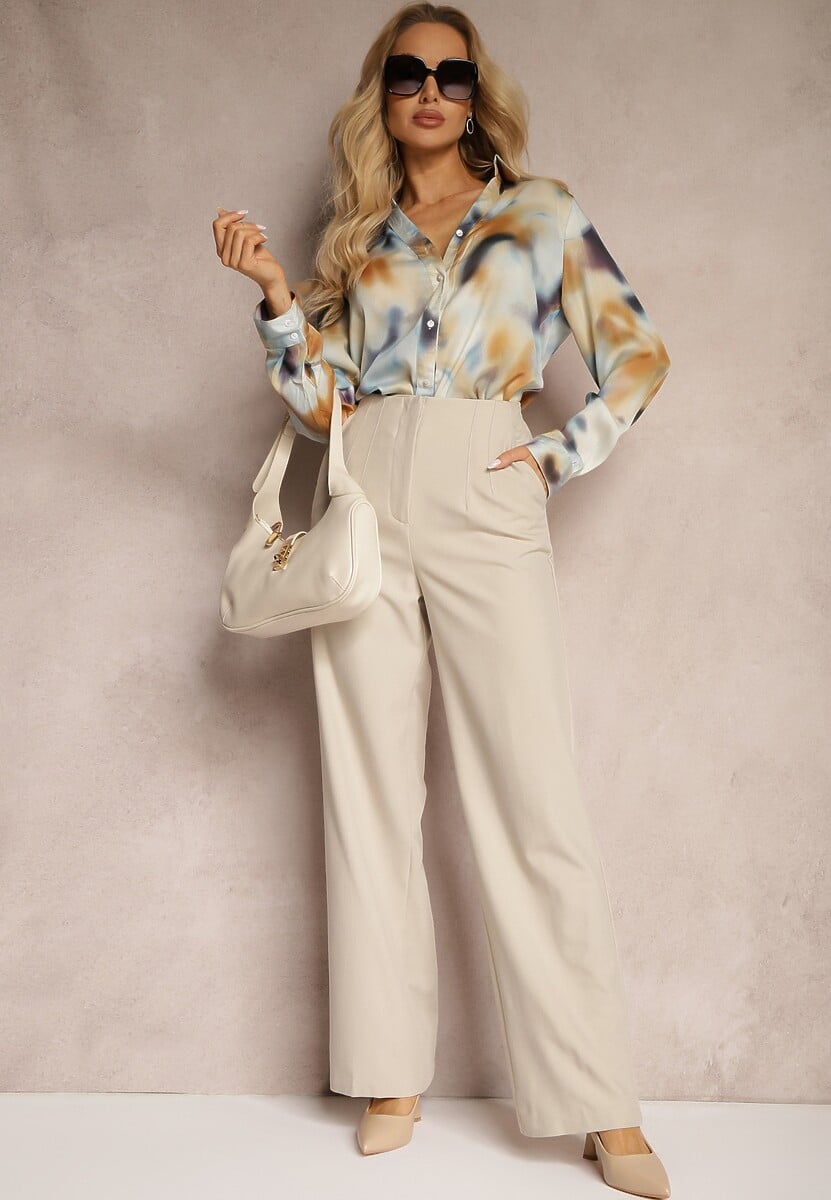 Czarne Szerokie Spodnie z Imitacją Kieszeni Garniturowe High Waist Iriniael