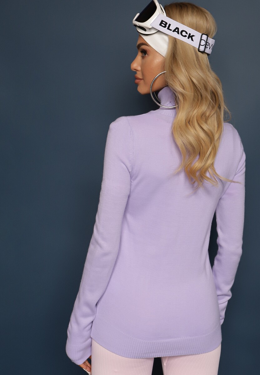 Fioletowy Klasyczny Golf ze Ściągaczami przy Rękawach Felinia