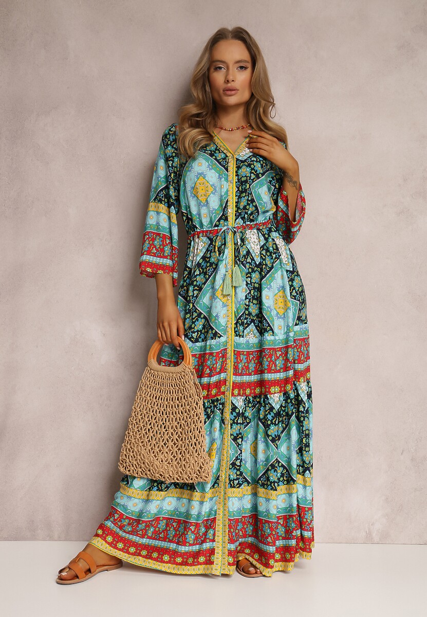 Ciemnozielono-Niebieska Sukienka Enysius