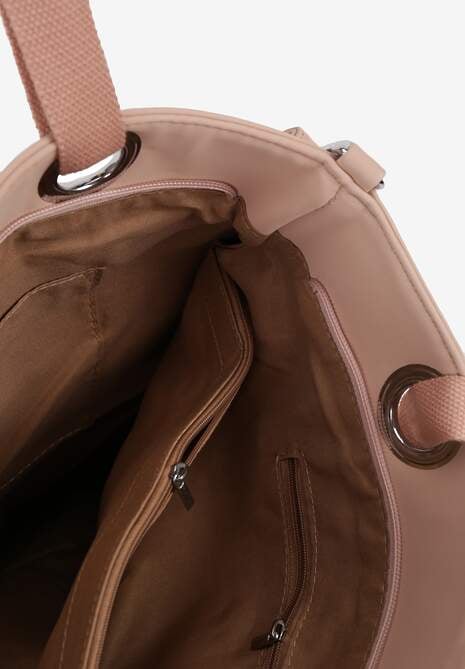 Różowa Torebka z Ozdobnymi Suwakami Rączkami i Paskiem Regulowanym Laiulia