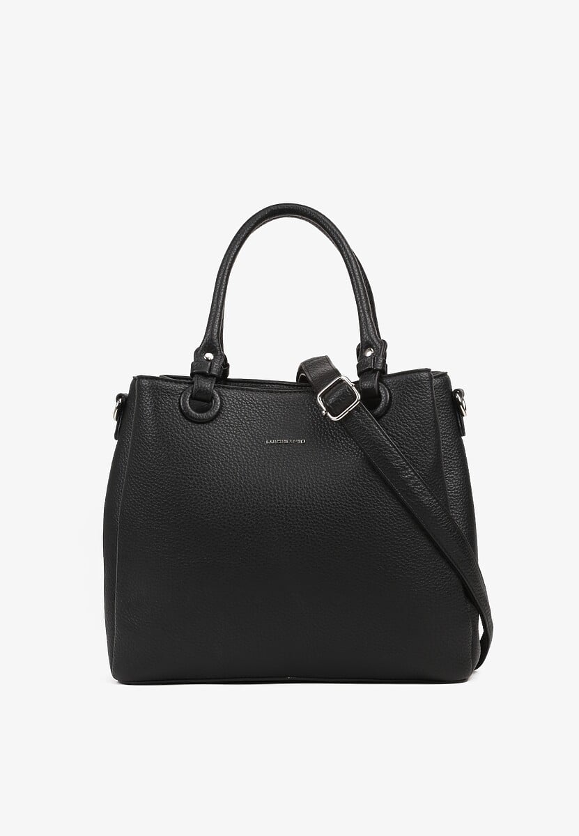 Czarna Torebka Typu Shopper z Paskiem Crossbidy i Rączkami Izenia