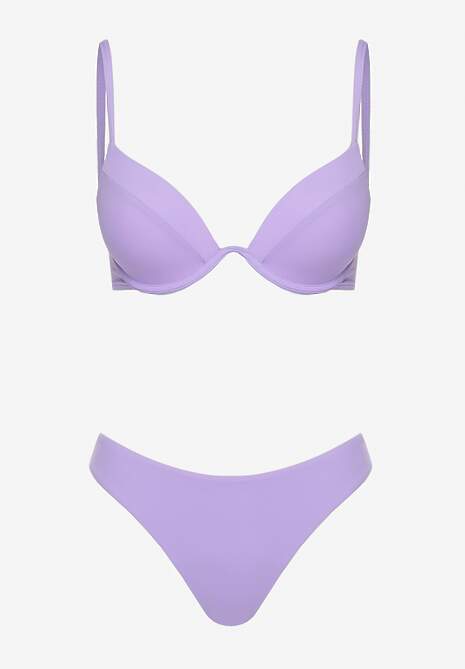 Fioletowe Bikini Usztywniany Biustonosz z Zapięciem z Tyłu i Majtkami Figami Ermarie