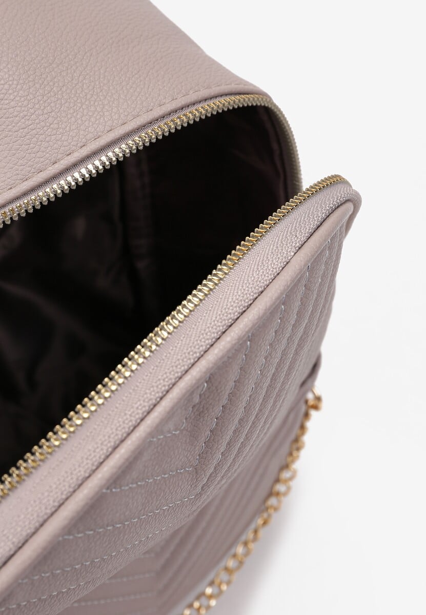 Szary Pikowany Plecak Miejski z Łańcuszkiem Azurix