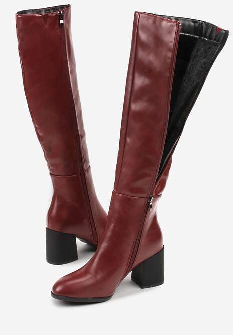 Bordowe Kozaki Vices na Słupku z Przeszyciami Codvira