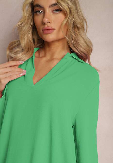 Zielona Rozkloszowana Sukienka Koszulowa Kloeria