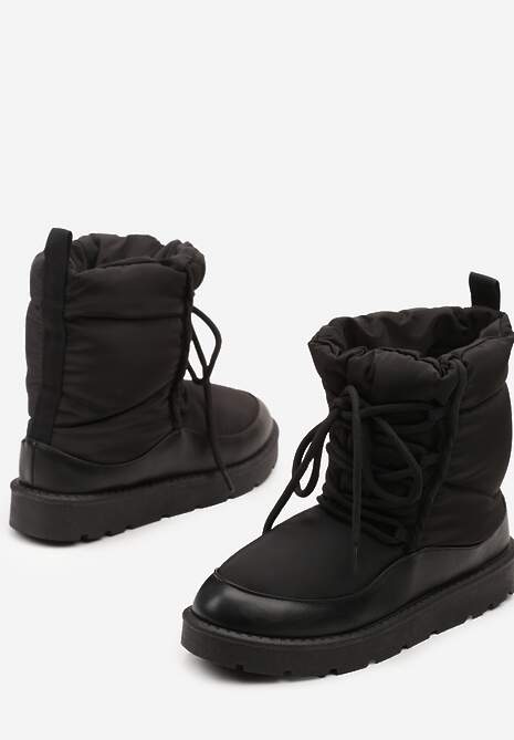 Czarne Śniegowce Ozdobione Sznurówkami Vortitha