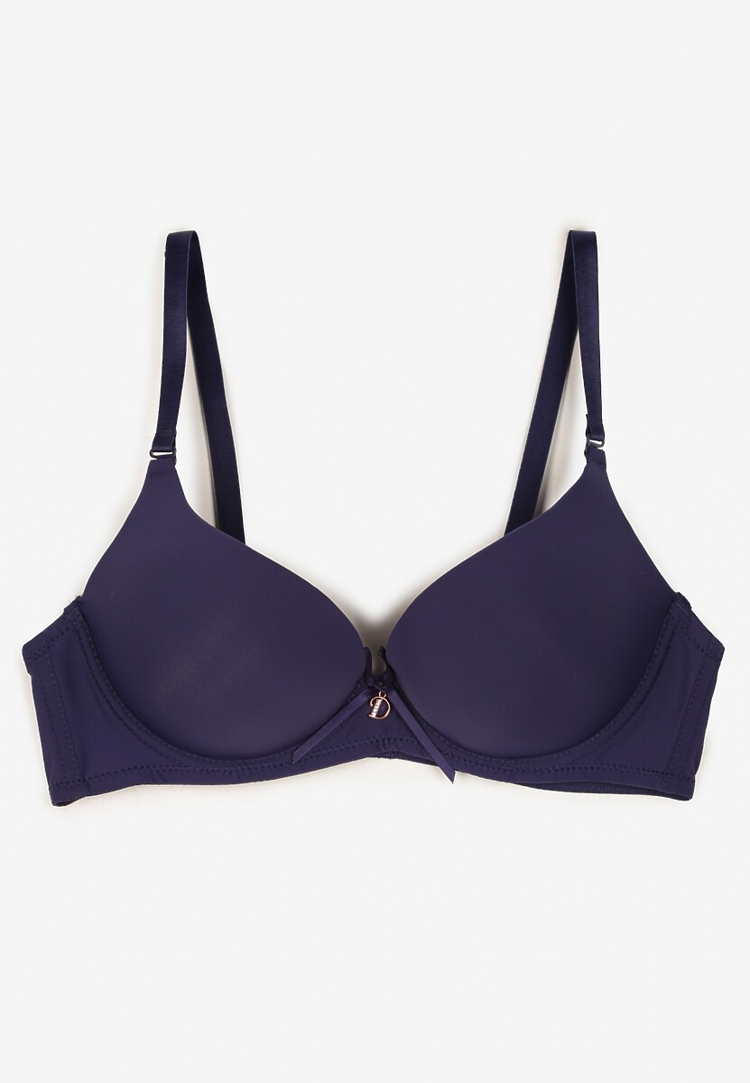 Granatowy Biustonosz z Gładkim Wykończeniem i Odpinanymi Ramiączkami Salireva
