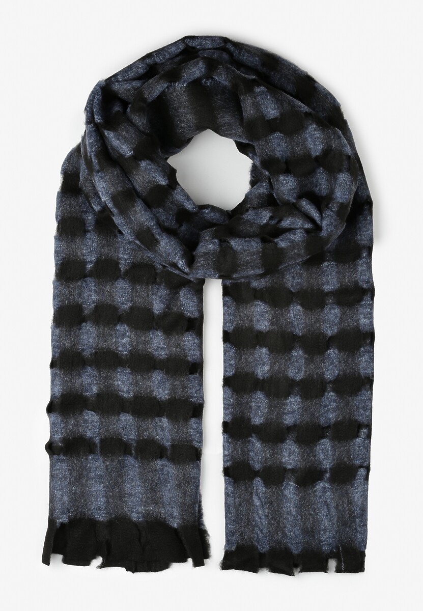 Granatowy Prostokątny Szalik Ażurowy Kesso
